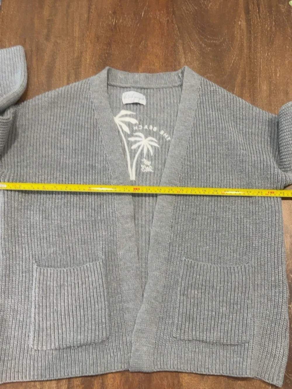 The Beach People Twin Palms Gray Chunky Knit Cardigan M/L